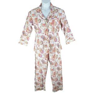 BedHead Anthropologie Women 8 Paisley PJ Set Cropped Comfy Lounge Quiet Luxury